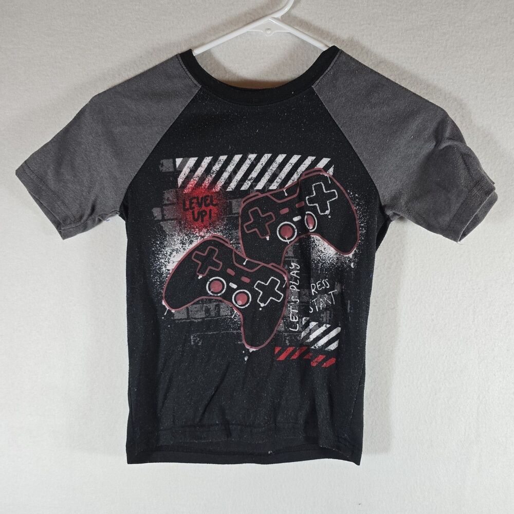 Wonder Nation Boys Black Gray Short Sleeve Pajamas Set Size Small 6/7